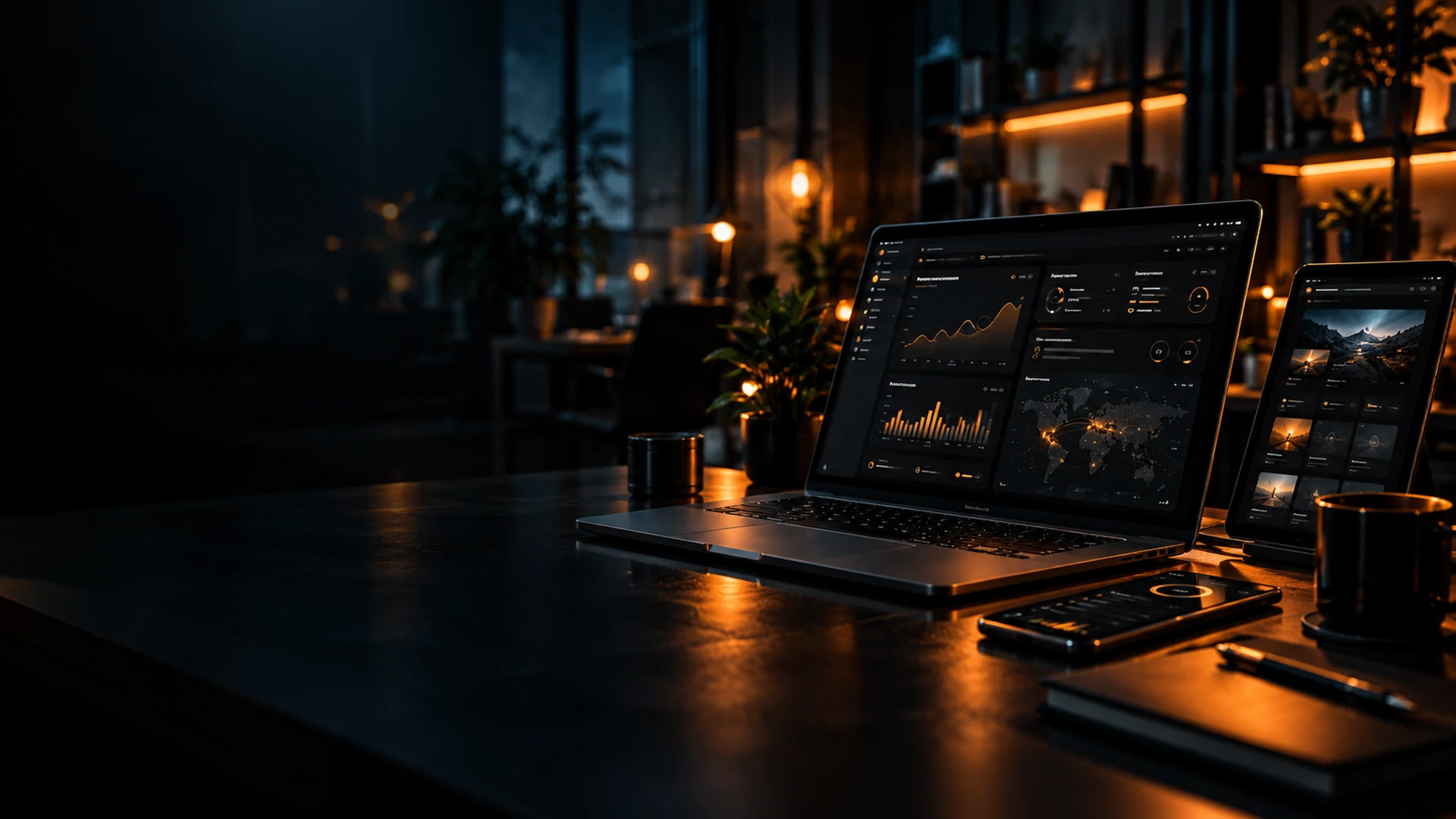 Interface de produto digital em ambiente de trabalho